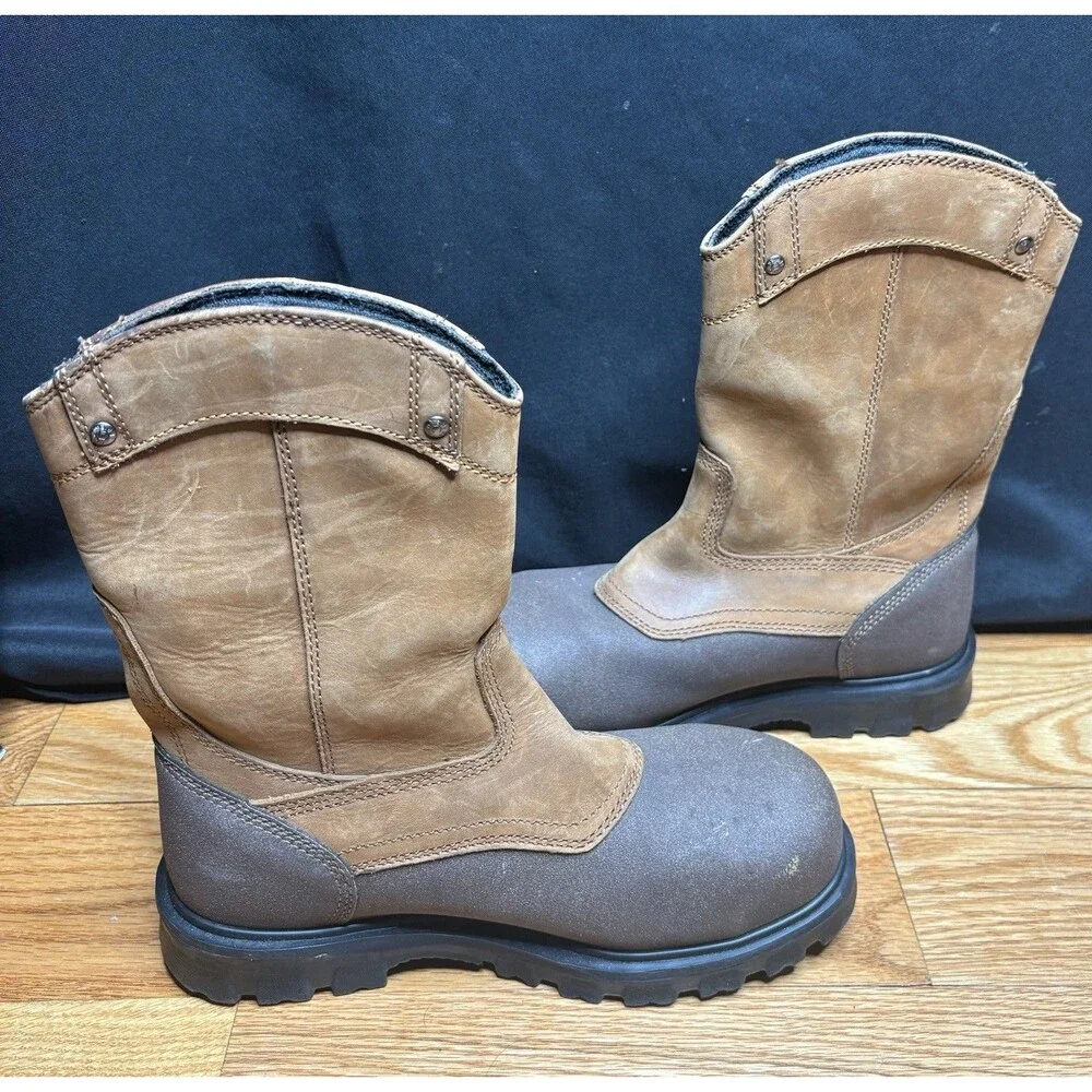 Timberland Pro Boots Mens Size 5.5 Wide Rigmaster Steel Toe Work Brown Leather